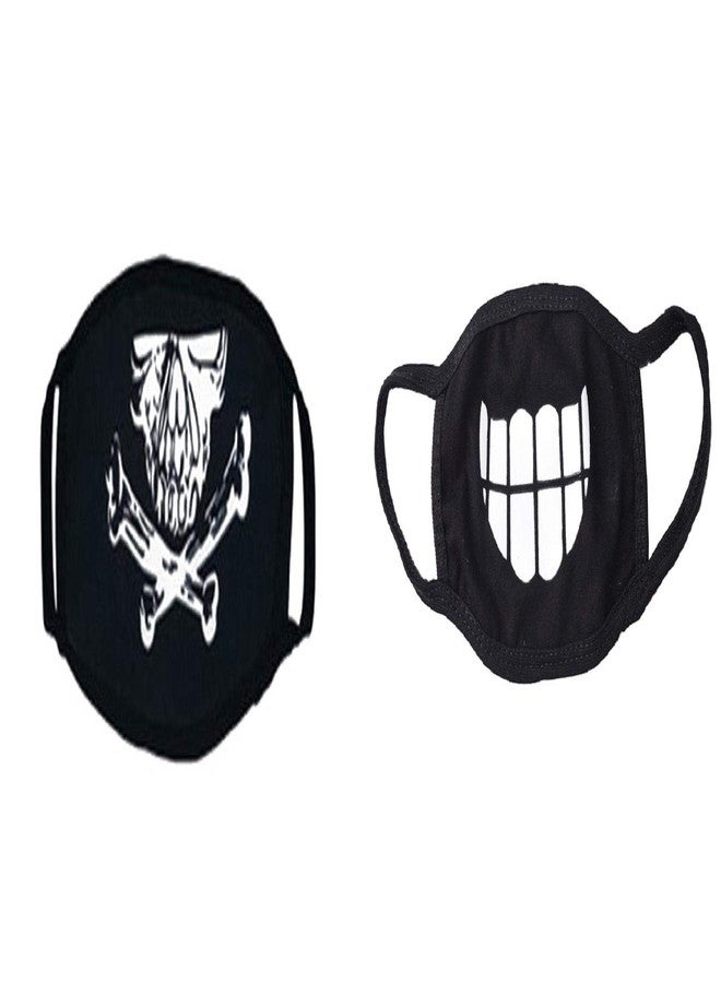 فريتراز قناع وجه وفم قطني مضيء في الظلام من VRITRAZ، مضاد للغبار والتلوث، مناسب للرجال والنساء، BigDanger BigTeeth - Image 1